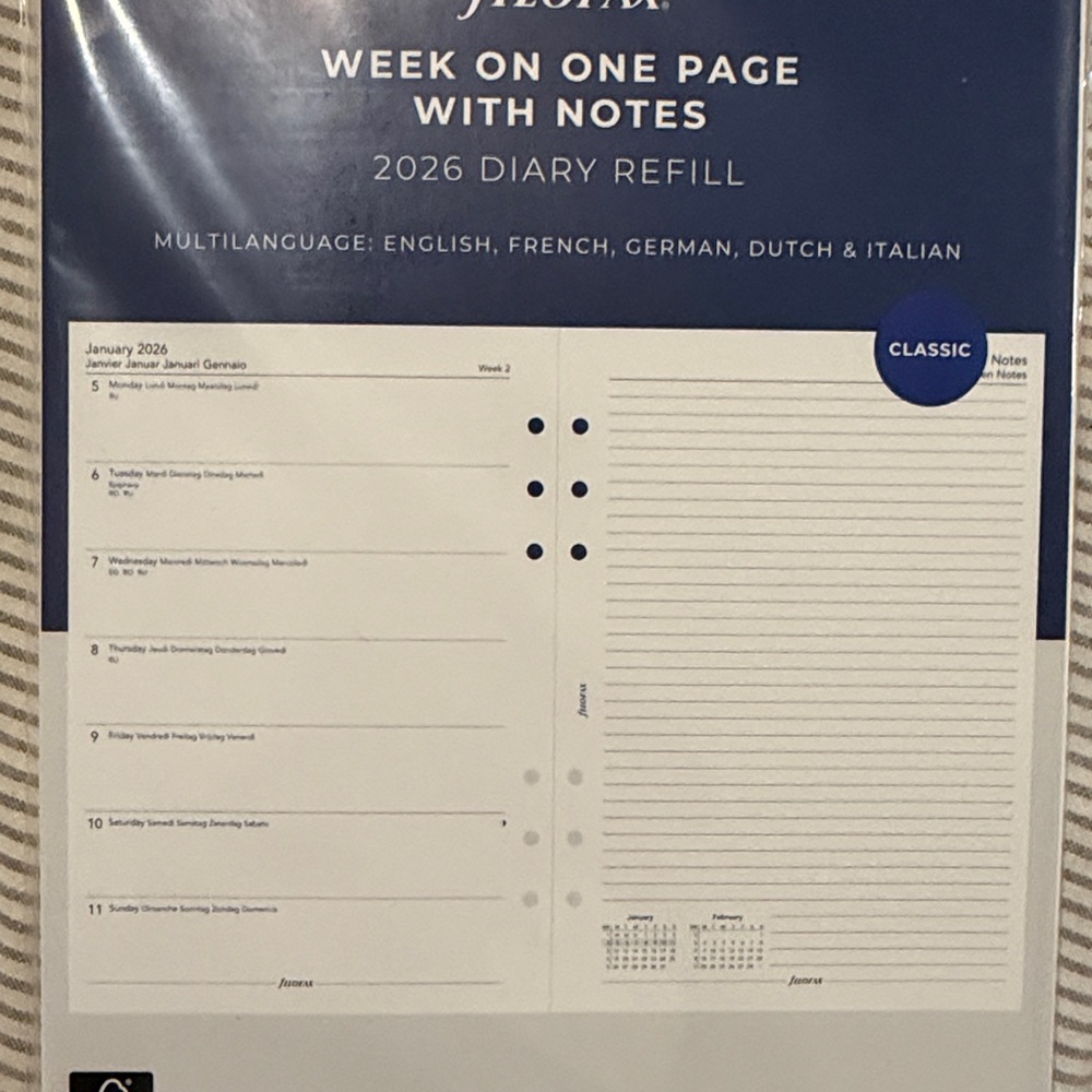 filoFAX A5 Diary Refill Set - Classic Blue and White - Picture 3 of 6